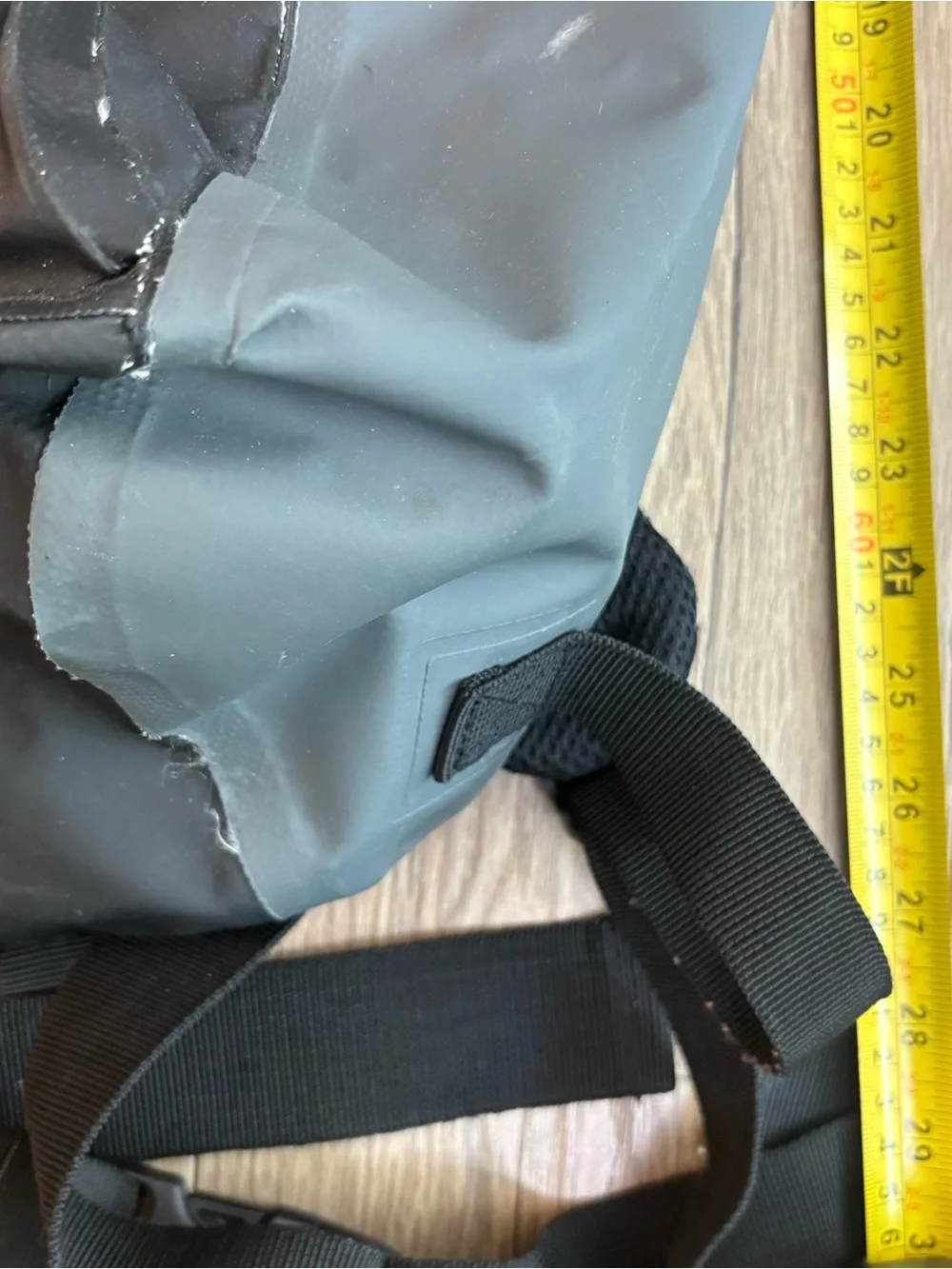Men’s Gray & Black Waterproof Roll-Top Backpack with Red Logo